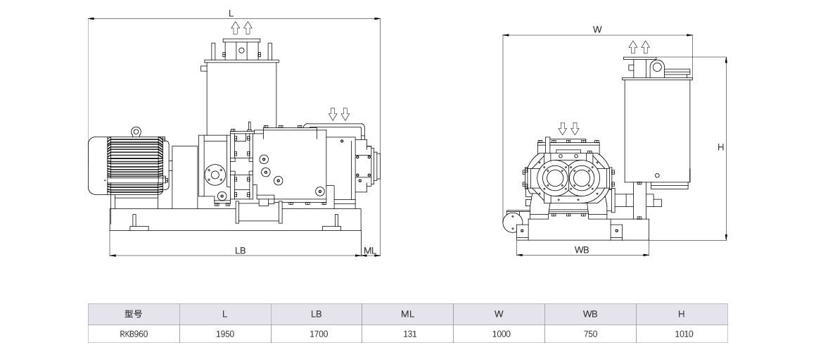 RKB0960干式螺桿真空泵 RKB0960干式螺桿真空泵